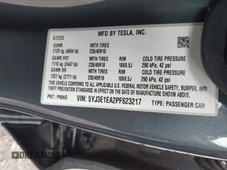 2023 Tesla Model 3 with VIN 5YJ3E1EA2PF623217, listed as a IAAI auction lot 41701413 with 21,246 mi miles and . Bid and sale history available at DreamBid. Image 9.