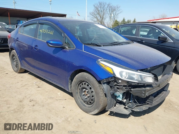2017 Kia Forte LX with VIN 3KPFK4A71HE050397, listed as a IAAI auction lot 41758261 with 114,488 mi miles. Bid and sale history available at carsss.com. Image 1.