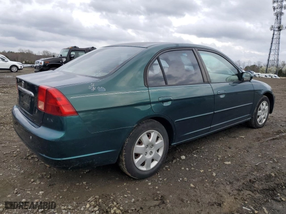 2002 Honda Civic EX with VIN 2HGES26852H595839, listed as a Copart auction lot 51760795 with 131,539 mi miles and Clean Title. Bid and sale history available at carsss.com. Image 3.