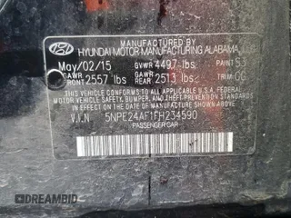 2015 Hyundai Sonata SE with VIN 5NPE24AF1FH234590, listed as a Copart auction lot 44267115 with 71,349 mi miles and Salvage Title. Bid and sale history available at DreamBid. Image 12.