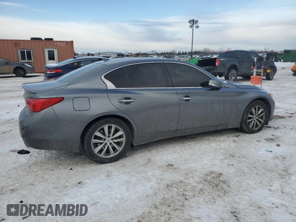 2015 Infiniti Q50 with VIN JN1BV7AR7FM420388, listed as a Copart auction lot 45231595 with 90,259 mi miles and Salvage Title. Bid and sale history available at DreamBid. Image 3.