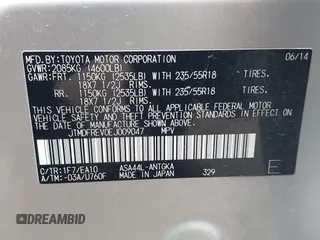 2014 Toyota RAV4 Limited z VIN JTMDFREV0EJ009047, wystawiony jako IAAI lot #42370279 z przebiegiem 175 409 mil mil oraz . Historia ofert i sprzedaży dostępna na DreamBid. Obrazek 9.