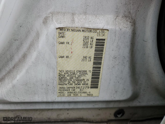 2014 Nissan Altima 2.5 S with VIN 1N4AL3AP4EN367279, listed as a Copart auction lot 48231925 with 214,167 mi miles and Salvage Title. Bid and sale history available at carsss.com. Image 15.