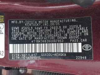 2006 Toyota Avalon XL with VIN 4T1BK36B26U067953, listed as a IAAI auction lot 41808908 with 266,175 mi miles. Bid and sale history available at carsss.com. Image 9.