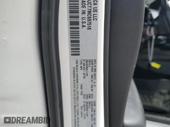 2021 Dodge Durango R/T z VIN 1C4SDJCT7MC697518, wystawiony jako Copart lot #56730065 z przebiegiem Nie podano mil oraz Nie do naprawy • Non repairable. Historia ofert i sprzedaży dostępna na DreamBid. Obrazek 13.