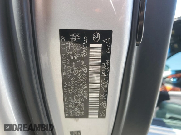 2007 Lexus SC 430 z VIN JTHFN45Y779014368, wystawiony jako Copart lot #54209835 z przebiegiem 105 896 mil mil oraz Szkoda całkowita • Salvage title. Historia ofert i sprzedaży dostępna na DreamBid. Obrazek 12.
