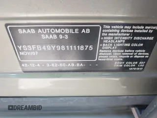 2008 Saab 9-3 with VIN YS3FB49Y981111875, listed as a IAAI auction lot 42004706 with 156,070 mi miles. Bid and sale history available at carsss.com. Image 9.