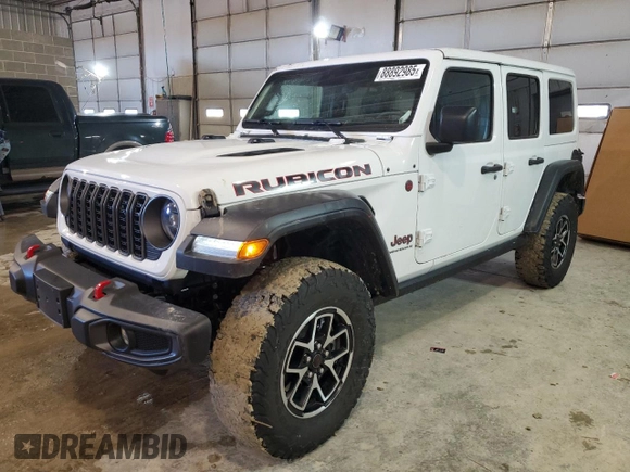 2024 Jeep Wrangler Rubicon with VIN 1C4PJXFG8RW366212, listed as a Copart auction lot 88892985 with 7,649 mi miles and Salvage Title. Bid and sale history available at DreamBid. Image 1.