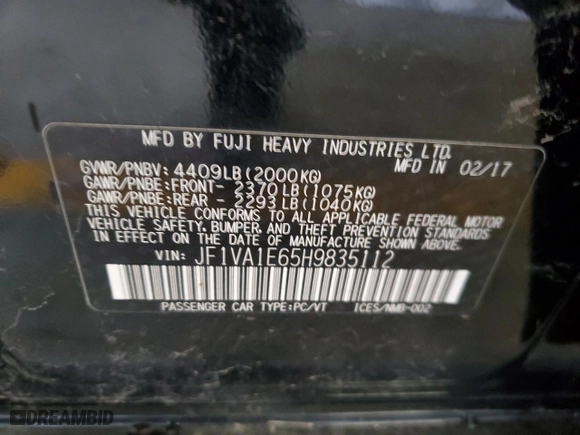 2017 Subaru WRX Premium with VIN JF1VA1E65H9835112, listed as a Copart auction lot 46712355 with 118,288 mi miles and Clean Title. Bid and sale history available at carsss.com. Image 12.