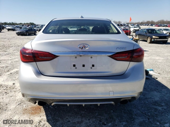 2018 Infiniti Q50 3.0t LUXE with VIN JN1EV7AP2JM354580, listed as a Copart auction lot 47862575 with 52,089 mi miles and Salvage Title. Bid and sale history available at carsss.com. Image 6.
