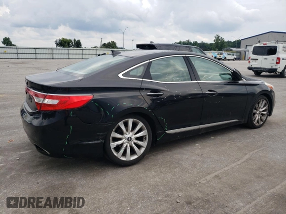 2013 Hyundai Azera with VIN KMHFH4JGXDA198345, listed as a Copart auction lot 58256945 with 102,711 mi miles and Salvage title. Bid and sale history available at DreamBid. Image 3.