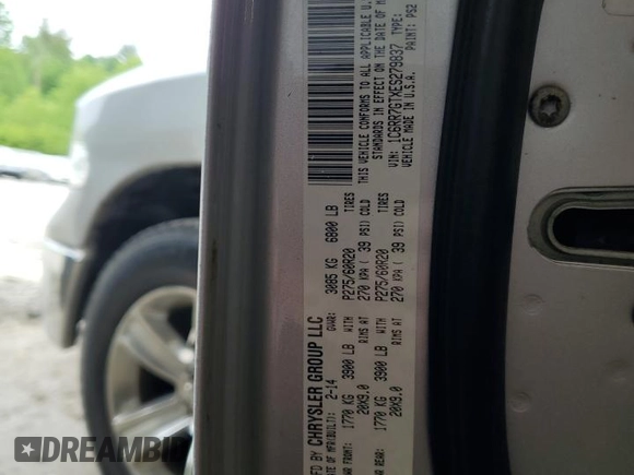 2014 Ram 1500 Big Horn with VIN 1C6RR7GTXES279837, listed as a Copart auction lot 59290105 with 201,186 mi miles and Clean title. Bid and sale history available at DreamBid. Image 12.