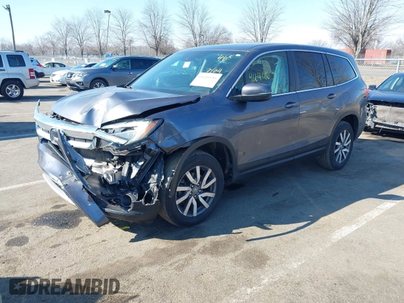2021 Honda Pilot EX-L with VIN 5FNYF6H54MB028203, listed as a IAAI auction lot 41641116 with 46,755 mi miles and . Bid and sale history available at DreamBid. Image 2.