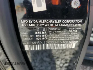2005 Chrysler Crossfire z VIN 1C3AN59L15X033415, wystawiony jako Copart lot #72519304 z przebiegiem 38 198 mil mil oraz Szkoda całkowita • Salvage title. Historia ofert i sprzedaży dostępna na DreamBid. Obrazek 12.