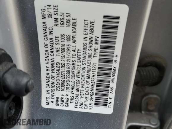 2014 Honda CR-V LX with VIN 2HKRM4H37EH711271, listed as a Copart auction lot 48979485 with 123,075 mi miles and Salvage Title. Bid and sale history available at carsss.com. Image 13.
