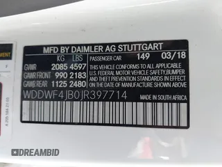 2018 Mercedes-Benz C 300 with VIN WDDWF4JB0JR397714, listed as a IAAI auction lot 41644105 with 91,708 mi miles and . Bid and sale history available at carsss.com. Image 9.