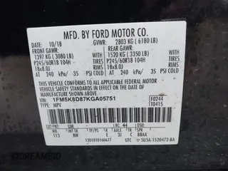 2019 Ford Explorer XLT с VIN 1FM5K8D87KGA05751, выставлен на аукционе IAAI как лот 42222012 с пробегом 72 964 миль миль и . История ставок и продаж доступна на DreamBid. Изображение 9.