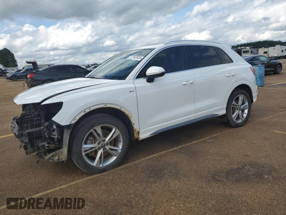 2020 Audi Q3 S line Premium with VIN WA1DECF32L1104309, listed as a Copart auction lot 57162424 with 68,523 mi miles and Salvage title. Bid and sale history available at DreamBid. Image 1.