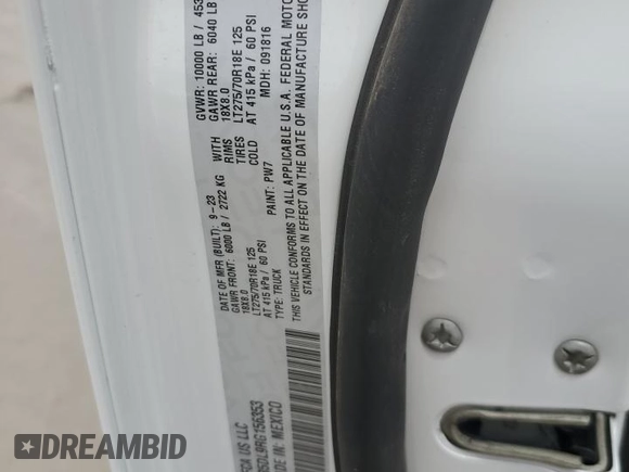 2024 Ram 2500 Big Horn with VIN 3C6UR5DL9RG156353, listed as a Copart auction lot 74147574 with 4,875 mi miles and Salvage title. Bid and sale history available at DreamBid. Image 13.