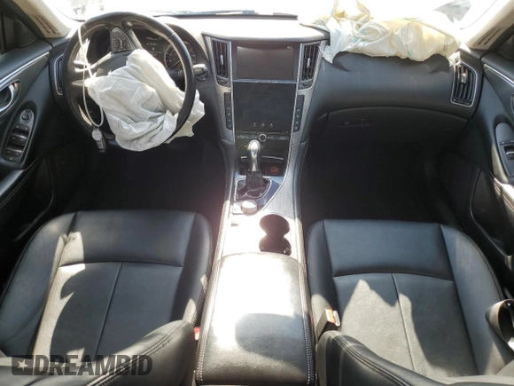 2015 Infiniti Q50 with VIN JN1BV7AR9FM405679, listed as a Copart auction lot 55884795 with 104,419 mi miles and Salvage title. Bid and sale history available at DreamBid. Image 8.