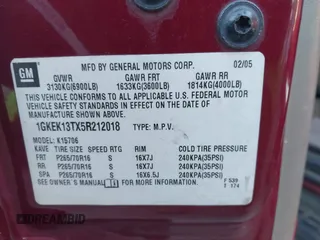2005 GMC Yukon SLT with VIN 1GKEK13TX5R212018, listed as a IAAI auction lot 41418421 with 1 mi miles. Bid and sale history available at carsss.com. Image 9.