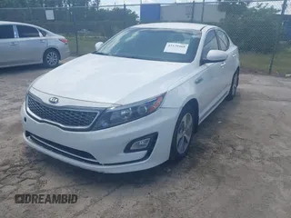 2014 Kia Optima Hybrid LX with VIN KNAGM4AD7E5075376, listed as a IAAI auction lot 42179468 with 131,920 mi miles. Bid and sale history available at carsss.com. Image 2.