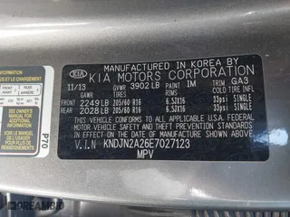 2014 Kia Soul with VIN KNDJN2A26E7027123, listed as a IAAI auction lot 41860823 with 108,695 mi miles. Bid and sale history available at carsss.com. Image 9.
