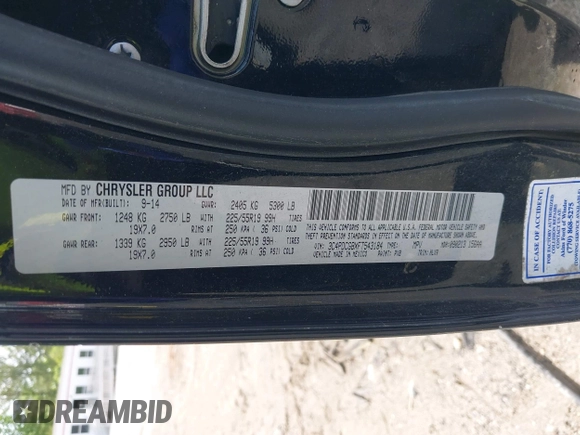 2015 Dodge Journey Crossroad with VIN 3C4PDCGBXFT543184, listed as a IAAI auction lot 42244021 with 200,000 mi miles and . Bid and sale history available at DreamBid. Image 9.