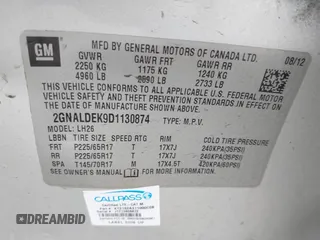 2013 Chevrolet Equinox LT z VIN 2GNALDEK9D1130874, wystawiony jako IAAI lot #42202955 z przebiegiem 156 259 mil mil oraz . Historia ofert i sprzedaży dostępna na DreamBid. Obrazek 9.