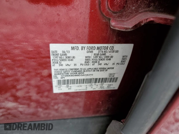 2014 Ford Explorer XLT with VIN 1FM5K8D86EGA15370, listed as a Copart auction lot 53446865 with 201,719 mi miles and Clean Title. Bid and sale history available at carsss.com. Image 13.