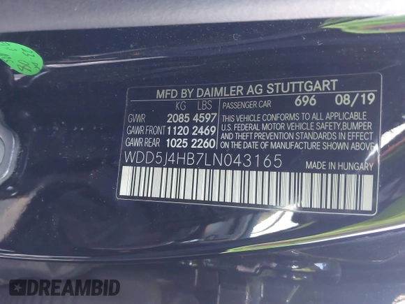 2020 Mercedes-Benz CLA 250 z VIN WDD5J4HB7LN043165, wystawiony jako IAAI lot #41586848 z przebiegiem 78 633 mil mil oraz . Historia ofert i sprzedaży dostępna na DreamBid. Obrazek 9.