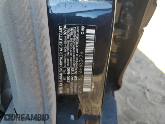 2005 Mercedes-Benz C 240 z VIN WDBRH61J55F630478, wystawiony jako Copart lot #74171434 z przebiegiem 195 858 mil mil oraz Szkoda całkowita • Salvage title. Historia ofert i sprzedaży dostępna na DreamBid. Obrazek 12.