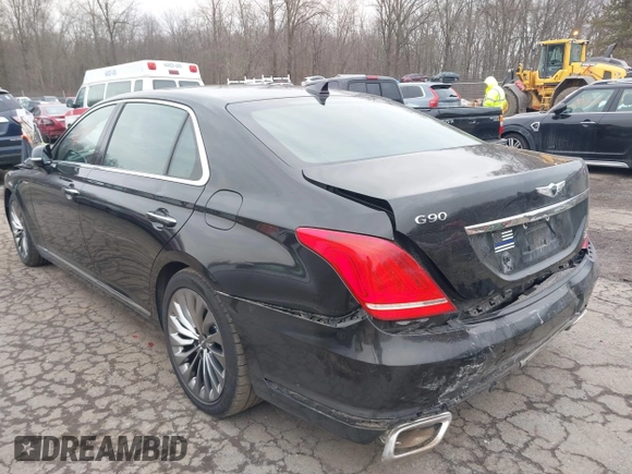 2018 Genesis G90 3.3T Premium with VIN KMHG34JA7JU041008, listed as a IAAI auction lot 41719369 with 146,874 mi miles. Bid and sale history available at carsss.com. Image 3.