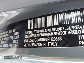 2018 Jeep Renegade Latitude with VIN ZACCJABB9JPH20388, listed as a IAAI auction lot 42212067 with 90,270 mi miles and . Bid and sale history available at DreamBid. Image 9.