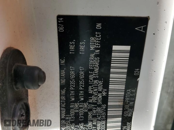 2014 Toyota Sienna LE AAS with VIN 5TDKK3DC6ES497746, listed as a Copart auction lot 56125845 with 142,596 mi miles and Salvage Title. Bid and sale history available at DreamBid. Image 13.