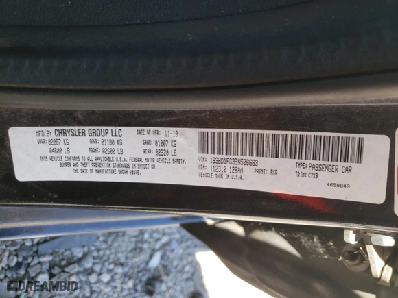 2011 Dodge Avenger Heat with VIN 1B3BD1FG3BN506663, listed as a Copart auction lot 44471923 with 144,613 mi miles and Salvage Title. Bid and sale history available at carsss.com. Image 10.