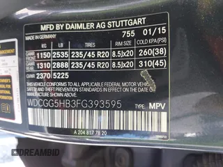 2015 Mercedes-Benz GLK 350 z VIN WDCGG5HB3FG393595, wystawiony jako IAAI lot #42316178 z przebiegiem 132 178 mil mil oraz . Historia ofert i sprzedaży dostępna na DreamBid. Obrazek 9.
