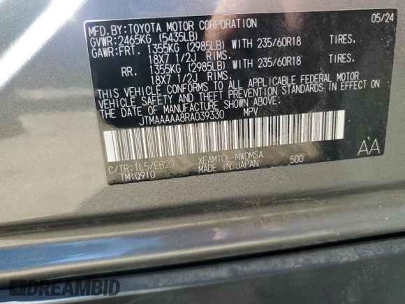 2024 Toyota bZ4X XLE z VIN JTMAAAAA8RA039330, wystawiony jako Copart lot #53122265 z przebiegiem 30 866 mil mil oraz Czysty tytuł • Clean title. Historia ofert i sprzedaży dostępna na DreamBid. Obrazek 13.