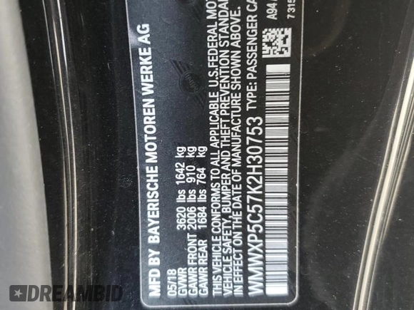 2019 MINI Hardtop Cooper with VIN WMWXP5C57K2H30753, listed as a Copart auction lot 57347275 with 98,063 mi miles and Salvage title. Bid and sale history available at DreamBid. Image 13.