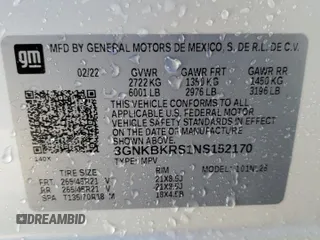 2022 Chevrolet Blazer RS with VIN 3GNKBKRS1NS152170, listed as a Copart auction lot 45322235 with 30,025 mi miles and Salvage title. Bid and sale history available at DreamBid. Image 13.