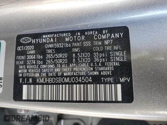 2021 Genesis GV80 with VIN KMUHBDSB0MU034504, listed as a Copart auction lot 54057885 with Not provided miles and Non repairable. Bid and sale history available at DreamBid. Image 14.