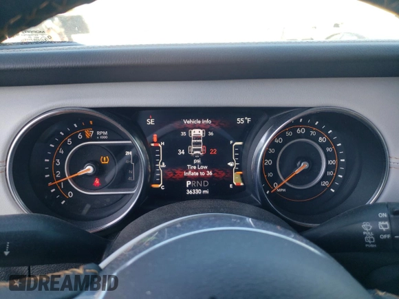 2021 Jeep Wrangler Unlimited Sahara High Altitude with VIN 1C4HJXEG6MW755185, listed as a Copart auction lot 83619754 with 36,330 mi miles and Salvage title. Bid and sale history available at DreamBid. Image 9.