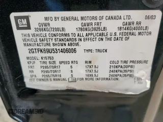 2003 GMC Sierra Denali z VIN 2GTFK69U531406006, wystawiony jako Copart lot #89369145 z przebiegiem Nie podano mil oraz Tytuł czysty. Historia ofert i sprzedaży dostępna na DreamBid. Obrazek 12.