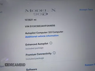2017 Tesla Model X 90D z VIN 5YJXCBE24HF044656, wystawiony jako IAAI lot #40054420 z przebiegiem 137 621 mil mil oraz . Historia ofert i sprzedaży dostępna na DreamBid. Obrazek 16.