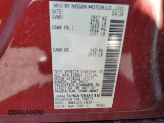 2016 Nissan Altima S with VIN 1N4AL3AP6GN360448, listed as a Copart auction lot 88169105 with 65,379 mi miles and Clean title. Bid and sale history available at DreamBid. Image 12.