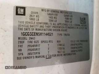 2017 Chevrolet Colorado 2WD LT with VIN 1GCGSCEN5H1144521, listed as a Copart auction lot 50380795 with 115,294 mi miles and Salvage title. Bid and sale history available at DreamBid. Image 14.