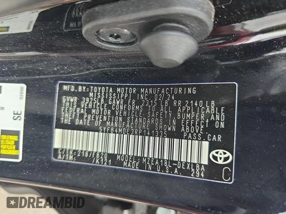 2024 Toyota Corolla LE z VIN 5YFB4MDE3RP141335, wystawiony jako IAAI lot #42678519 z przebiegiem 20 054 mil mil oraz . Historia ofert i sprzedaży dostępna na DreamBid. Obrazek 1.