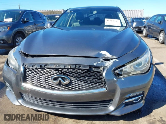 2014 Infiniti Q50 with VIN JN1BV7AP0EM682444, listed as a IAAI auction lot 41857312 with 140,765 mi miles. Bid and sale history available at carsss.com. Image 6.