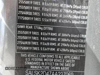 2010 Land Rover Range Rover Sport HSE Lux z VIN SALSK2D47AA227069, wystawiony jako Copart lot #62786285 z przebiegiem 179 674 mil mil oraz Szkoda całkowita • Salvage title. Historia ofert i sprzedaży dostępna na DreamBid. Obrazek 14.
