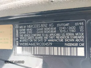 1994 Mercedes-Benz E 320 with VIN WDBEA66E7RC004579, listed as a IAAI auction lot 42170487 with 118,530 mi miles and . Bid and sale history available at DreamBid. Image 9.